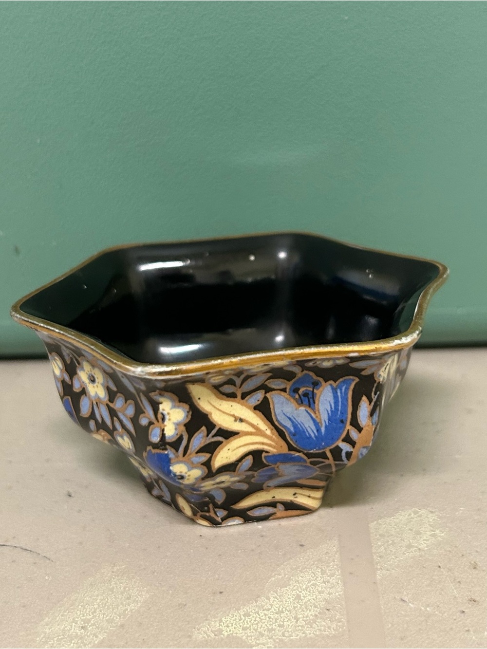 Grimwades England Chintz Floral Hexagonal Trinket Bowl